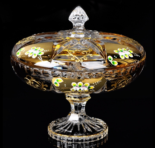 gold-Inlaid Crystal Fruit Plate