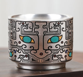 [CTA231-6] Auspicious Silver-Gilded tea Cup