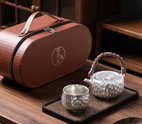 [CTA141-1] Rattan-Woven Hammered Tea sets
