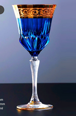 Bohemian Colored Crystal Goblet 